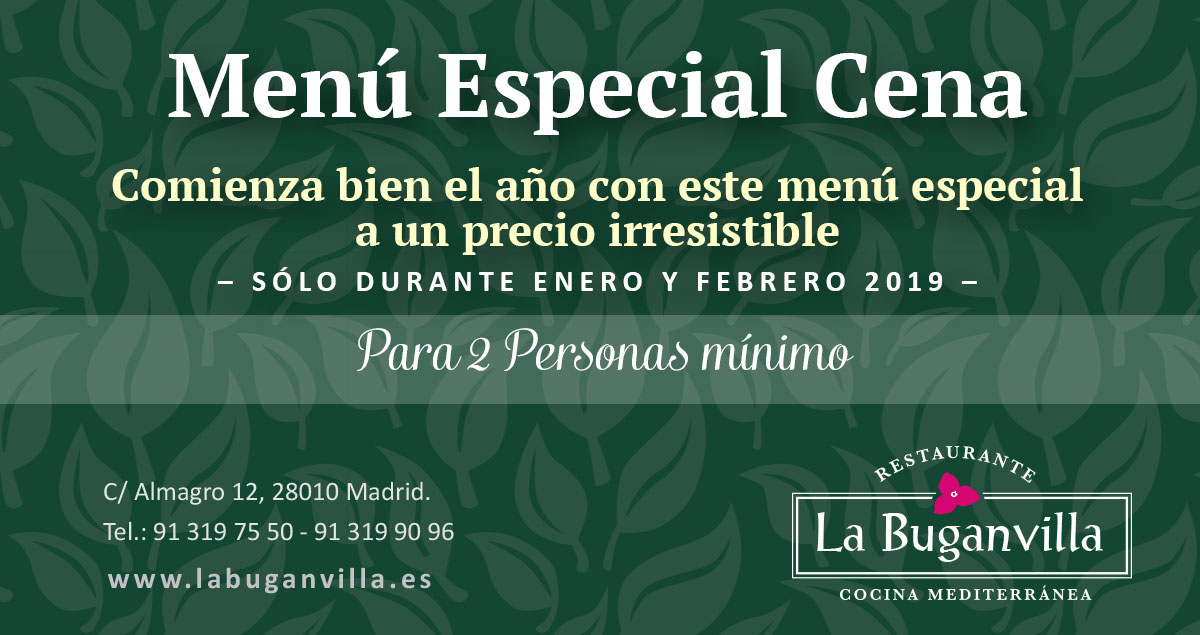 Menu 2019 especial cena en La Buganvilla